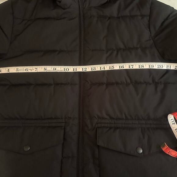 OLD NAVY Black Puffer Jacket. Attached Hood Elastic Waist Full Zip Size XS - Picture 10 of 13